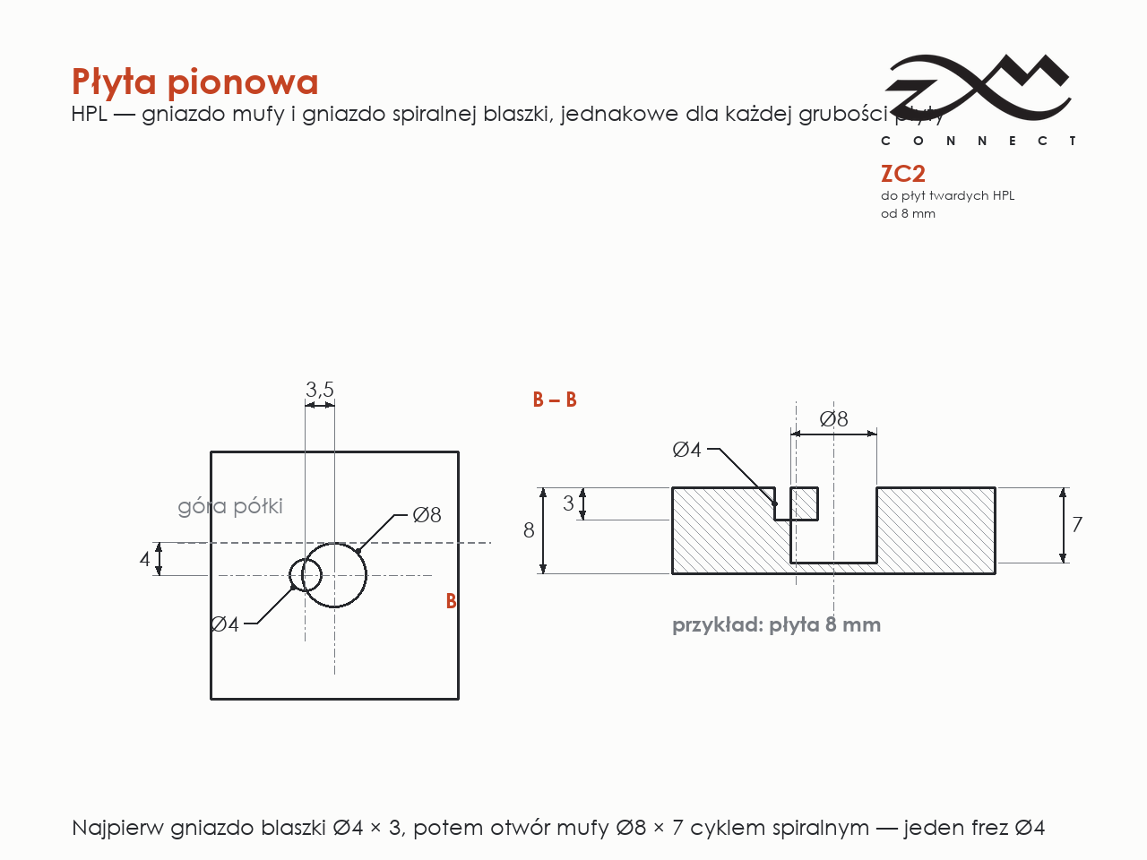 Płyta pionowa — arkusz wymiarowy