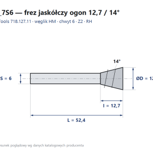 Frez jaskółczy ogon 12,7 mm / 14° — chwyt 6 mm