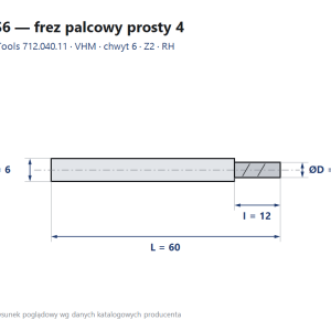 Frez palcowy prosty 4 mm — chwyt 6 mm