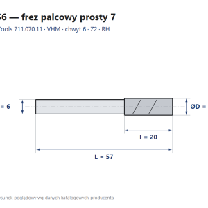 Frez palcowy prosty 7 mm — chwyt 6 mm